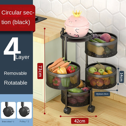 Multi-Layer Rotating Storage Rack For Kitchen With 5 Baskets - DOGNORGAL