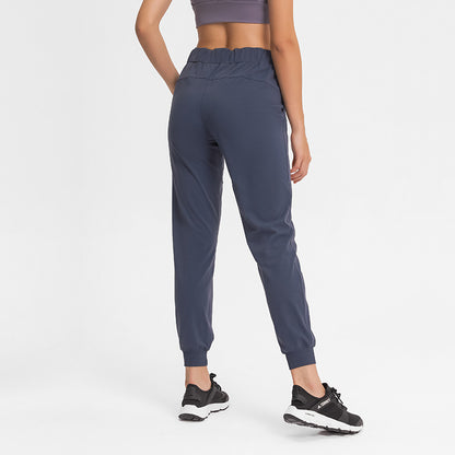 Simple Straight Sports And Leisure Elastic Ankle-tied Cropped Pants - DOGNORGAL