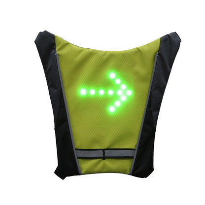 USB Rechargeable Reflective Vest Backpack with LED Turn Signal Light Remote Control Outdoor Sport Safety Bag Gear for Cycling - DOGNORGAL