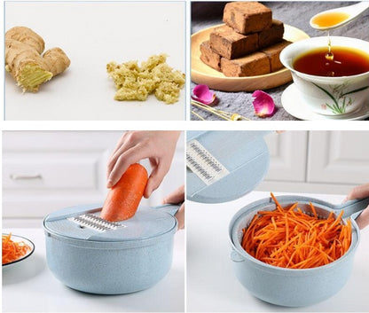 8 In 1 Mandoline Slicer Vegetable Slicer Potato Peeler Carrot Onion Grater With Strainer Vegetable Cutter Kitchen Accessories - DOGNORGAL