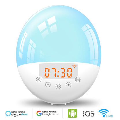 WiFi Voice Control Intelligent Alarm Clock, Sunrise Natural Wake-up Light - DOGNORGAL