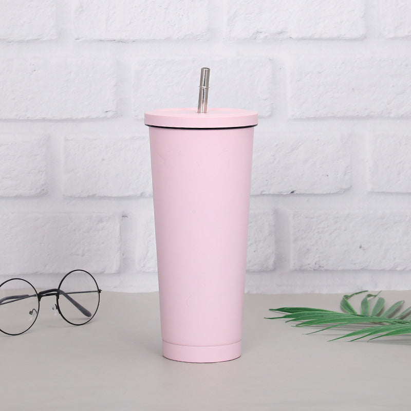 Creative Coffee Cup with Stainless Steel Straw Cup Insulation Cup - DOGNORGAL