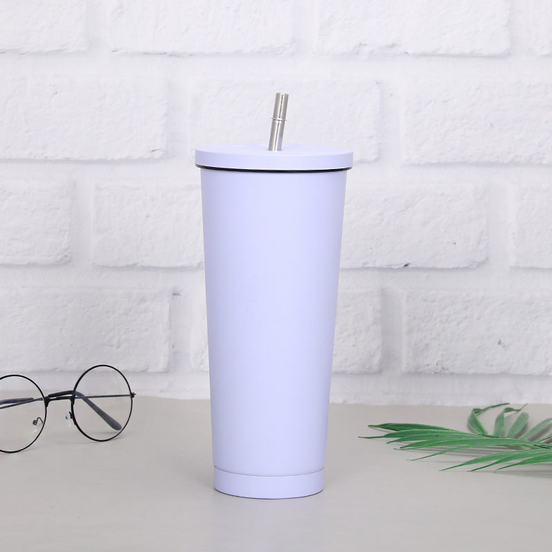 Creative Coffee Cup with Stainless Steel Straw Cup Insulation Cup - DOGNORGAL