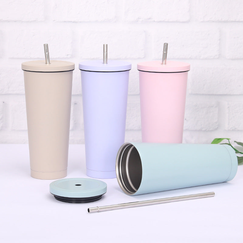 Creative Coffee Cup with Stainless Steel Straw Cup Insulation Cup - DOGNORGAL