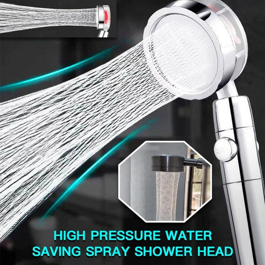 Propeller Driven Shower Head With Stop Button And Cotton Filter Turbocharged High Pressure Handheld Shower Nozzle - DOGNORGAL