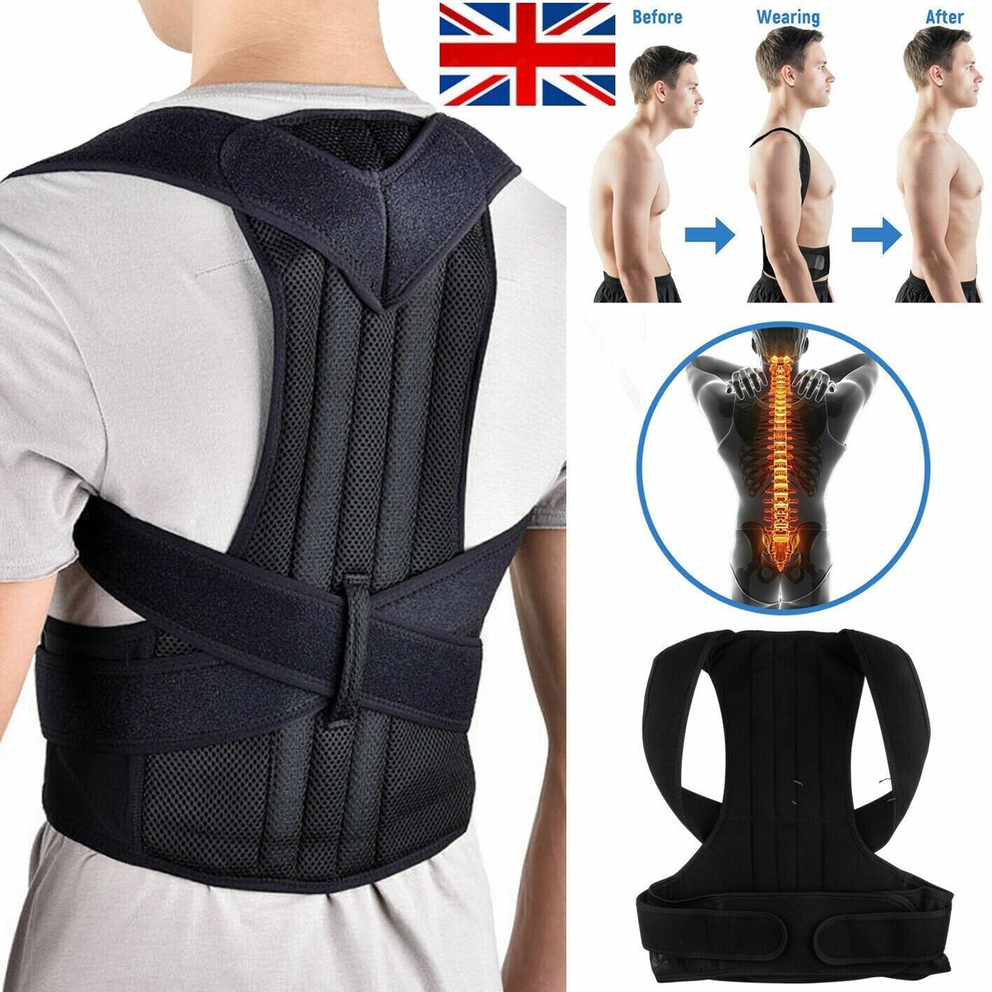 Adjustable Posture Corrector Back Brace Men Women Lumbar Shoulder Support Belt - DOGNORGAL