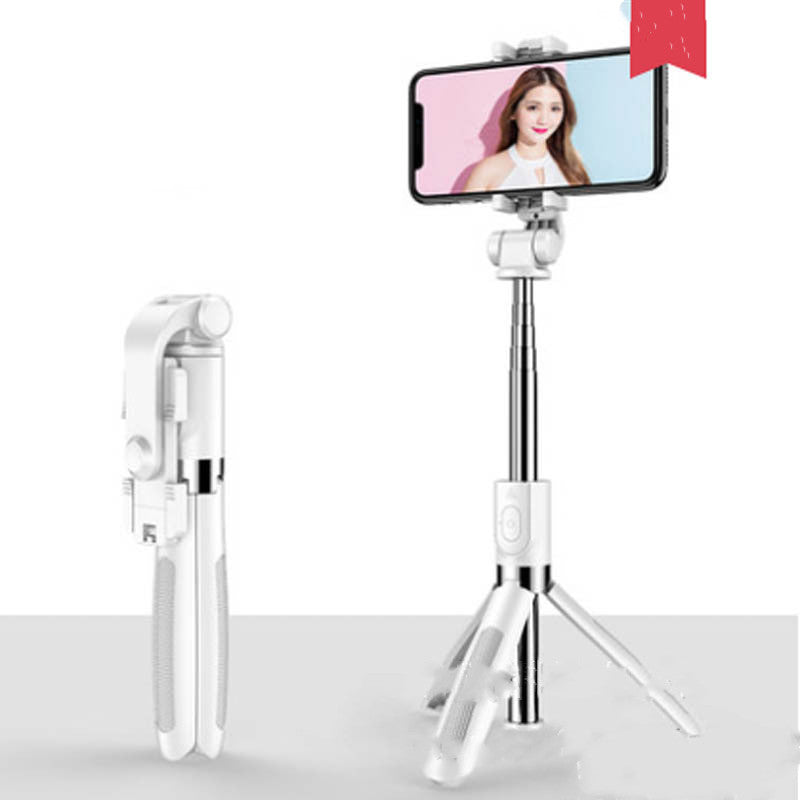 Compatible with Apple, Tripod Selfie Stick Mobile Universal Live Triangle Bracket One Bluetooth Selfie Artifact - DOGNORGAL