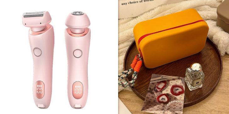 2 In 1 Hair Removal Epilator USB Rechargeable Trimmer Women Body Razor Face Leg Armpit Bikini Hand Pubic Shaver Hair Remover - DOGNORGAL