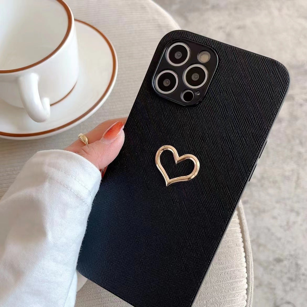 Simple Bronzing Heart Leather Phone Case - DOGNORGAL