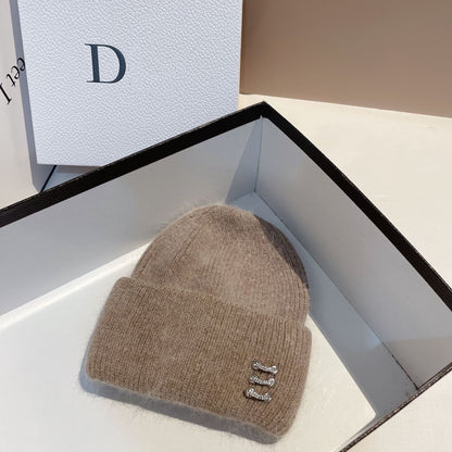 Winter New Buckle Rabbit Fur Knitted Hat - DOGNORGAL