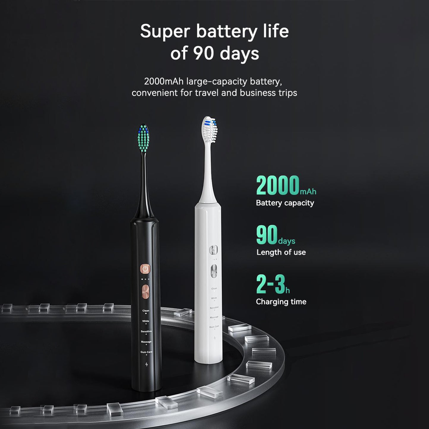 Aquasonic Black Series Ultra Whitening Toothbrush    ADA  Approved Electric Toothbrush   8 Brush Heads And Travel Case, 40,000 VPM Electric Motor And Wireless Charging, 4 Modes With Smart Timer - DOGNORGAL