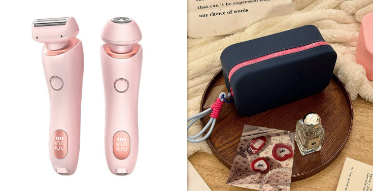 2 In 1 Hair Removal Epilator USB Rechargeable Trimmer Women Body Razor Face Leg Armpit Bikini Hand Pubic Shaver Hair Remover - DOGNORGAL