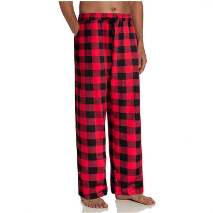 European And American Men's Plaid Drawstring Elastic Casual Trousers