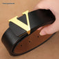 Factory Direct Sales Retro Smooth Genuine Leather Pure Cowhide Letter V Pants Belt