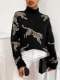 Elegant Jacquard Contrast Color Knitwear Top - DOGNORGAL