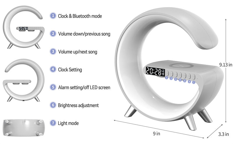 Intelligent app Controlled LED Lamp 5 in 1 Wireless Charger - DOGNORGAL