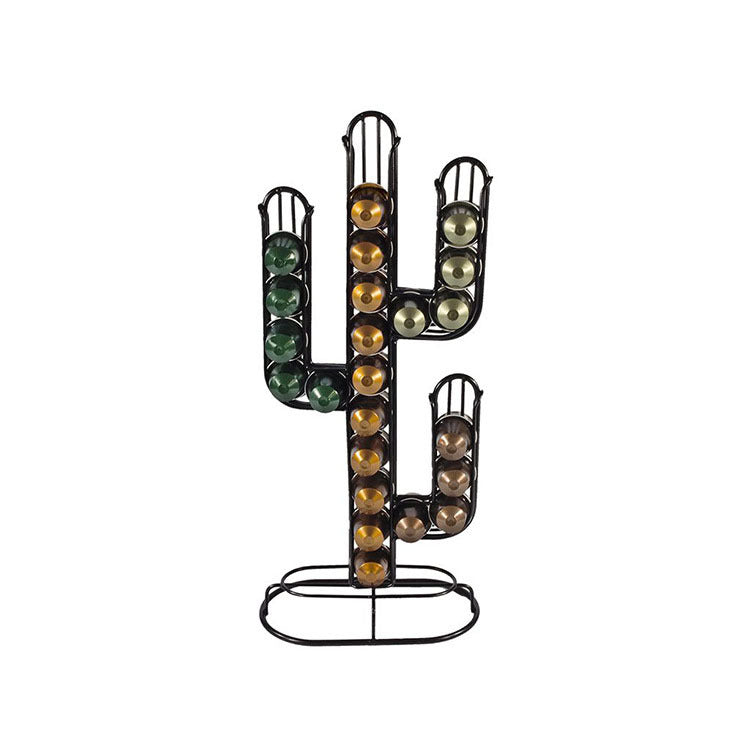 Coffee Capsule Rack Iron Wire Black Cactus Coffee Capsule Storage Display Rack - DOGNORGAL