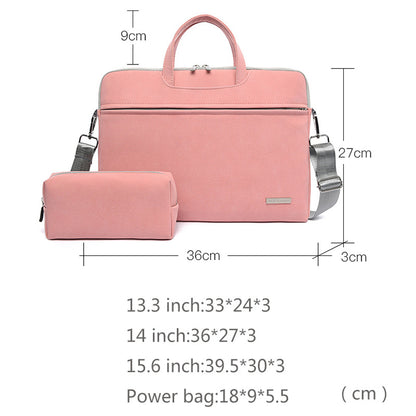 PU Leather Women Laptop Bag Notebook Carrying Case Briefcase For Macbook Air 13.3 14 15.6 Inch Men Handbags Shoulder Mouse Bag - DOGNORGAL