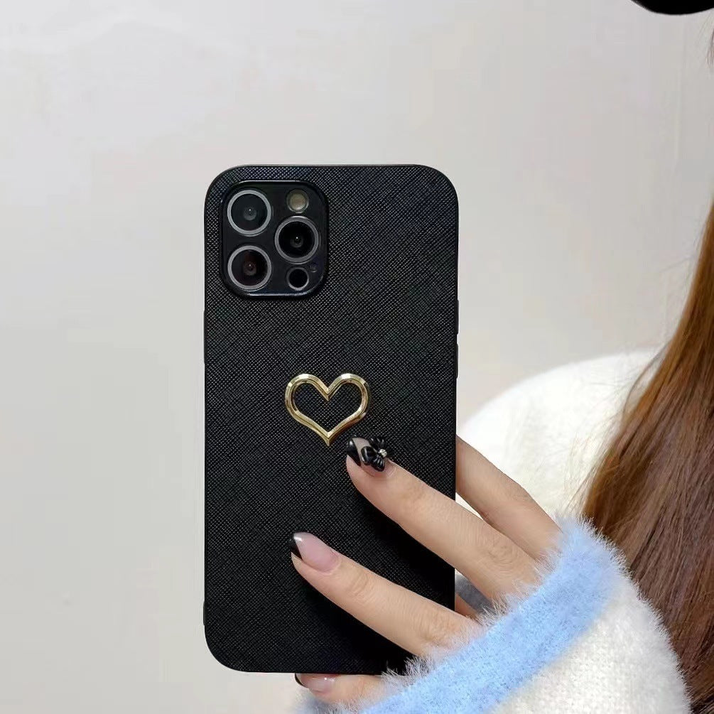 Simple Bronzing Heart Leather Phone Case - DOGNORGAL