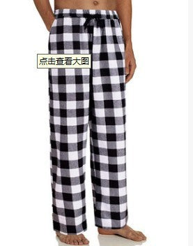 European And American Men's Plaid Drawstring Elastic Casual Trousers