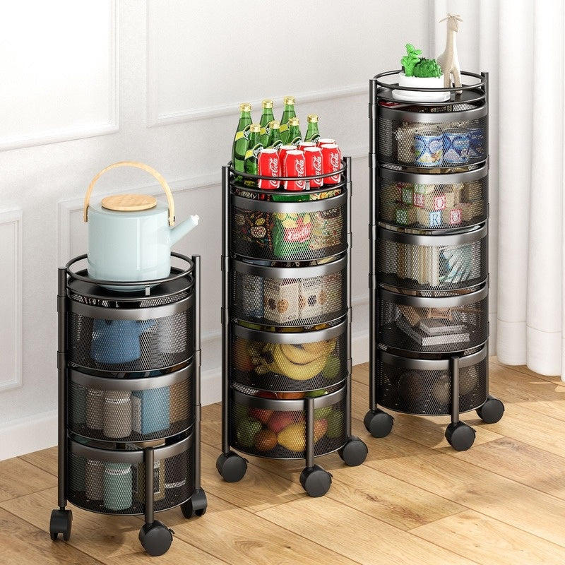 Multi-Layer Rotating Storage Rack For Kitchen With 5 Baskets - DOGNORGAL