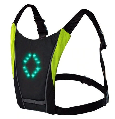 USB Rechargeable Reflective Vest Backpack with LED Turn Signal Light Remote Control Outdoor Sport Safety Bag Gear for Cycling - DOGNORGAL