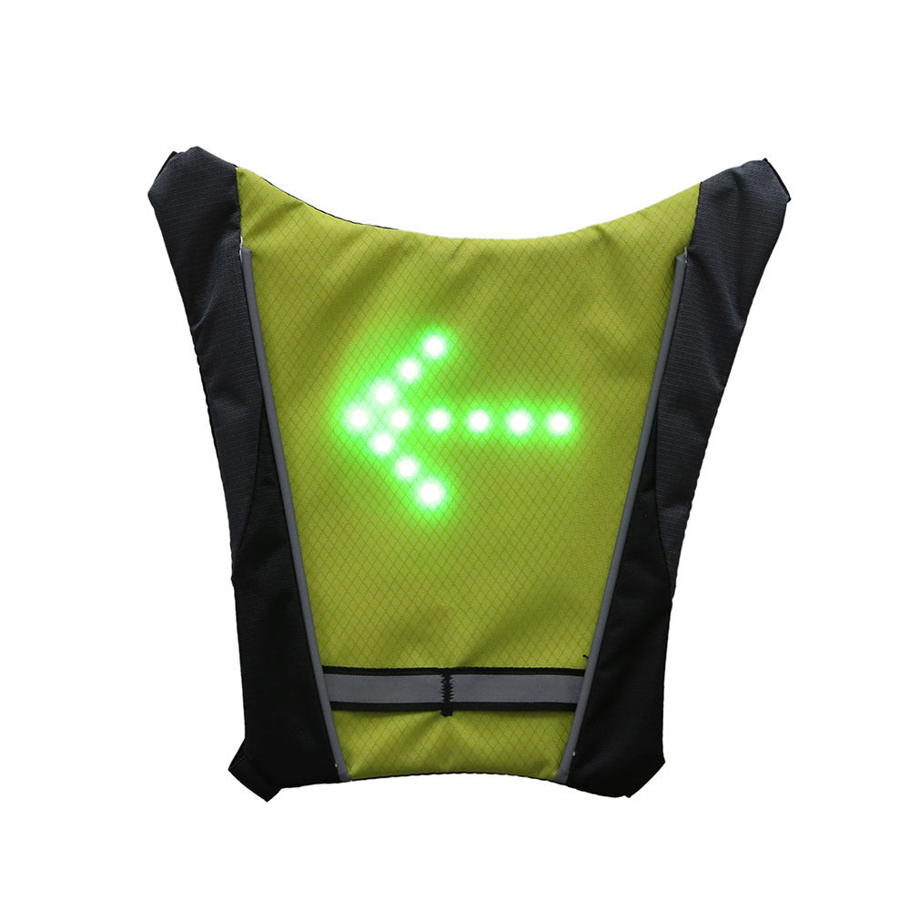 USB Rechargeable Reflective Vest Backpack with LED Turn Signal Light Remote Control Outdoor Sport Safety Bag Gear for Cycling - DOGNORGAL