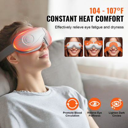 VEVOR Heated Eye Massager Eye Care Device 5 Modes Bluetooth Music 180 Foldable - DOGNORGAL