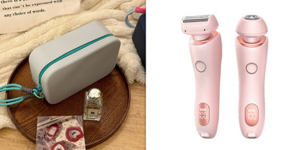 2 In 1 Hair Removal Epilator USB Rechargeable Trimmer Women Body Razor Face Leg Armpit Bikini Hand Pubic Shaver Hair Remover - DOGNORGAL