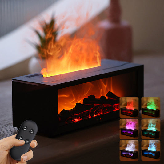 New Flame Aromatherapy Machine Colorful Essential Oil Diffuser Home Large Fog Volume Flame Humidifier 3D Flame Fireplace Machine - DOGNORGAL