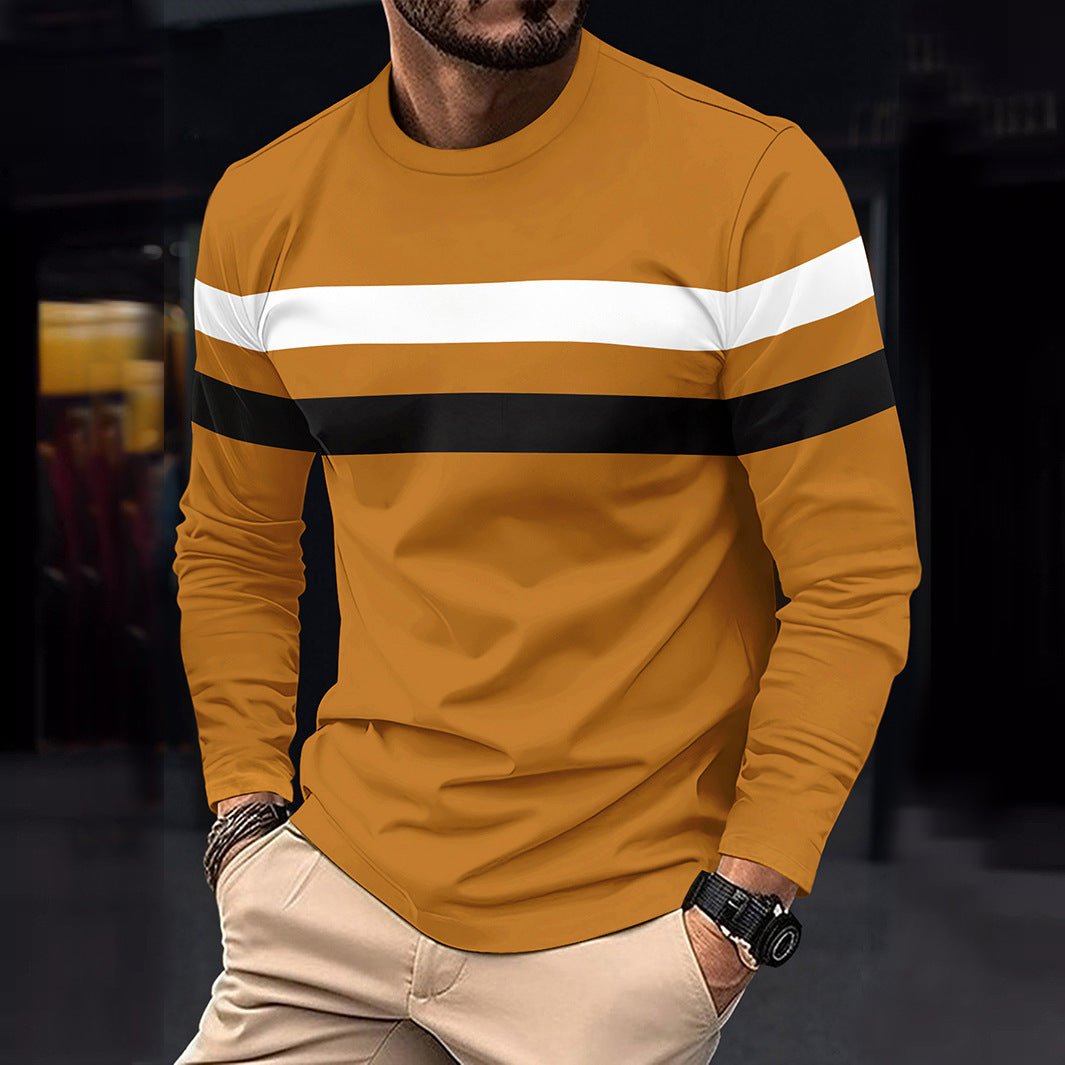 Men's Casual Round Neck Long Sleeve T-shirt Top