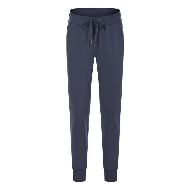 Simple Straight Sports And Leisure Elastic Ankle-tied Cropped Pants - DOGNORGAL