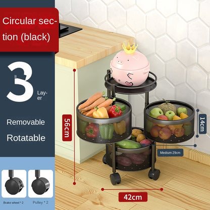 Multi-Layer Rotating Storage Rack For Kitchen With 5 Baskets - DOGNORGAL