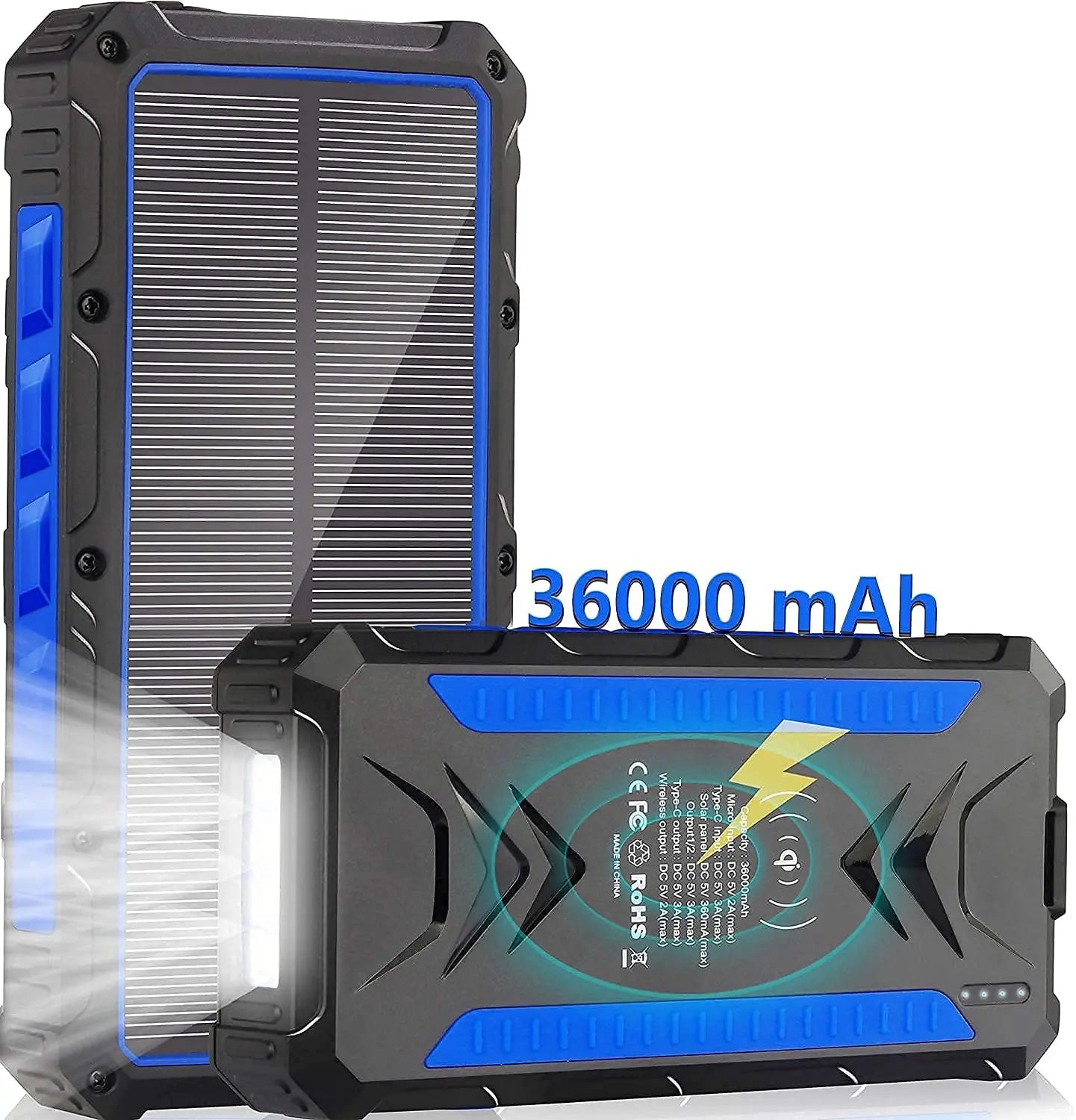 36000mAh Lithium Polymer Battery Solar Power Banks Station Wireless Fast Solar Power Bank Charger - DOGNORGAL