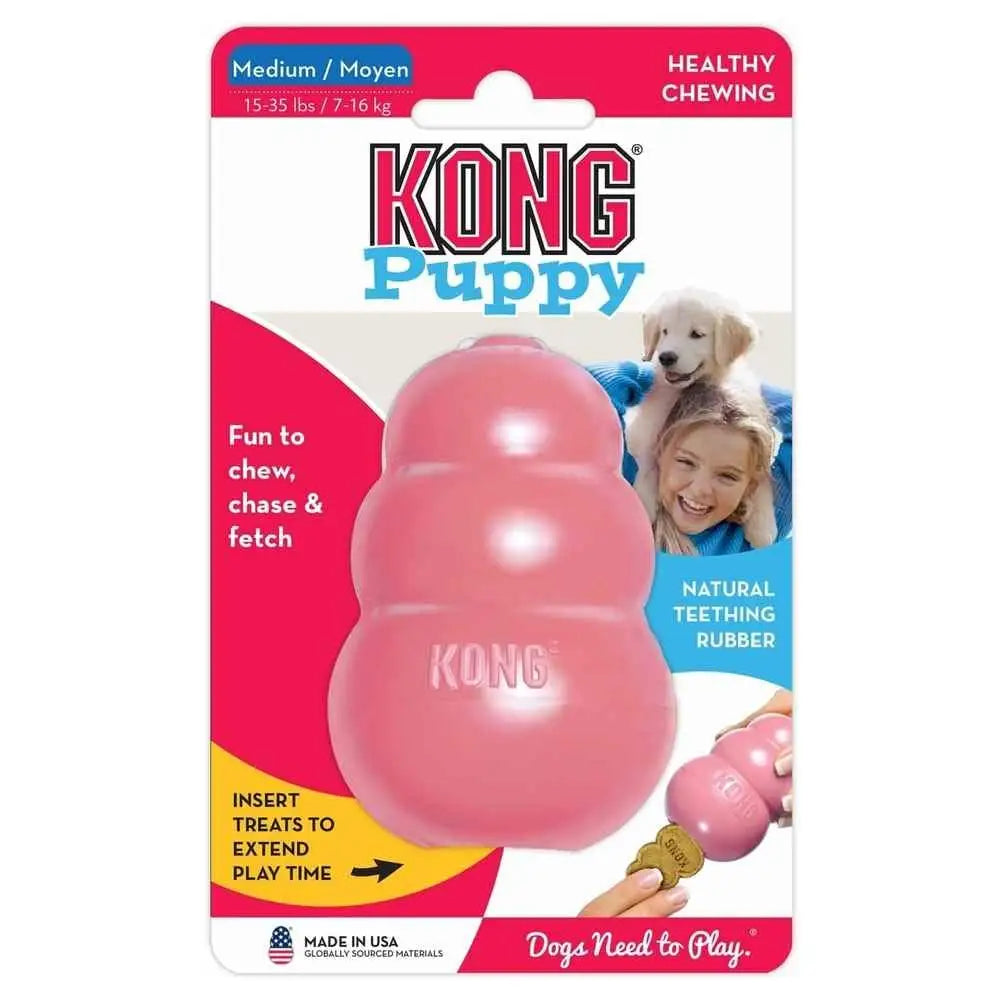 KONG Puppy Natural Teething Rubber Dog Chew Toy With Your Choice of Dog Treat Toy XS-L - DOGNORGAL