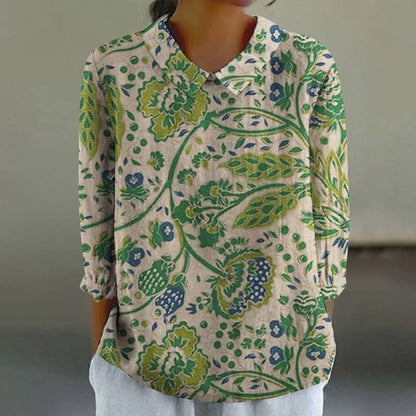 Creative Retro Chinese Style Floral Print Shirt