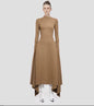 Diagonal Collar Asymmetric Simple Graceful Waist-controlled Long Sleeves Dress