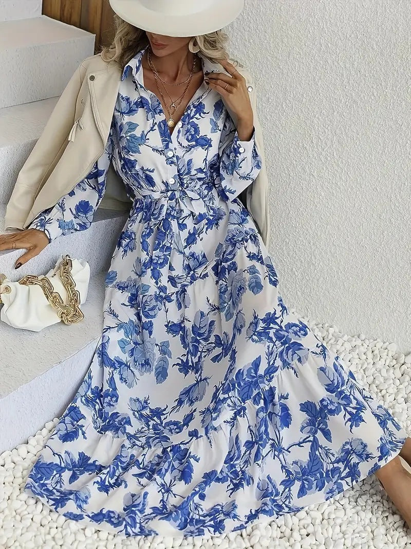 Ladies Fashion Summer Flowy Print Dress - DOGNORGAL