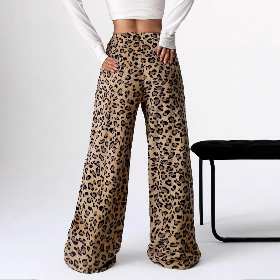 New Casual Pants Leopard Print Wide Leg Pants - DOGNORGAL