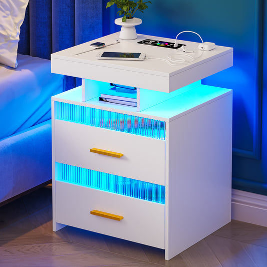 Bedroom Bedside Table With Charging Table - DOGNORGAL