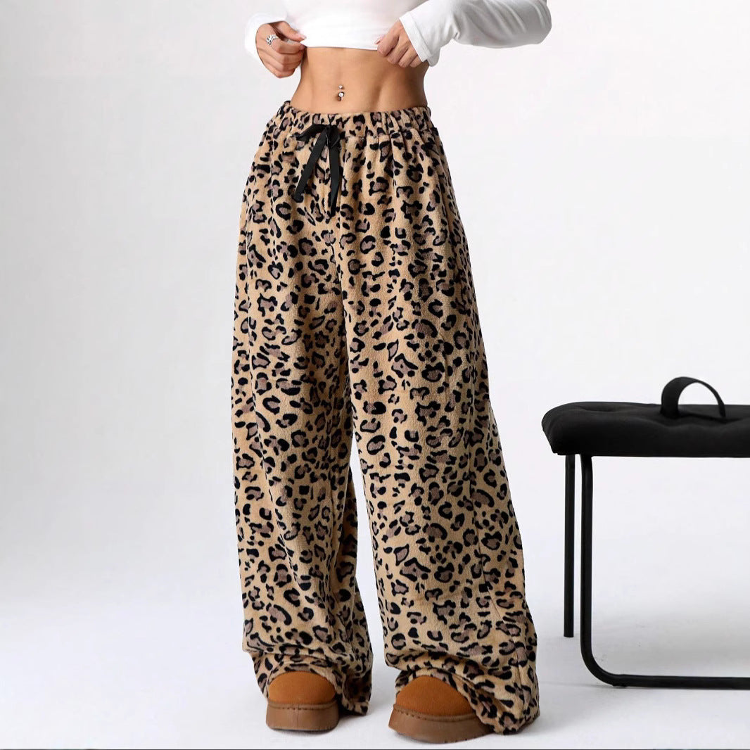 New Casual Pants Leopard Print Wide Leg Pants - DOGNORGAL