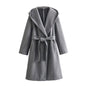 Women's Lace-up Waist Elegant Hooded Woolen Coat - DOGNORGAL