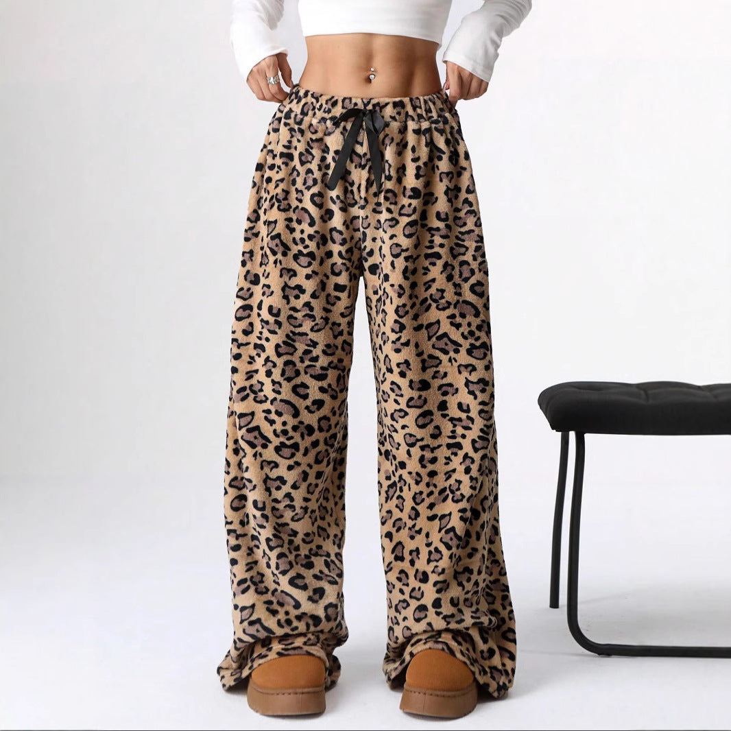 New Casual Pants Leopard Print Wide Leg Pants - DOGNORGAL