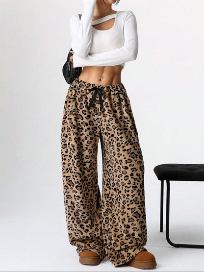 New Casual Pants Leopard Print Wide Leg Pants - DOGNORGAL