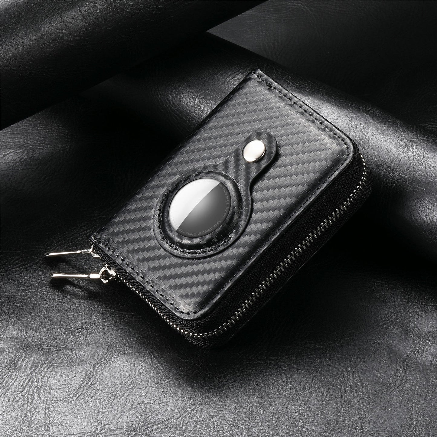 RFID Double Zip Wallet Sets Carbon Fiber PU Storage Card Sleeve - DOGNORGAL