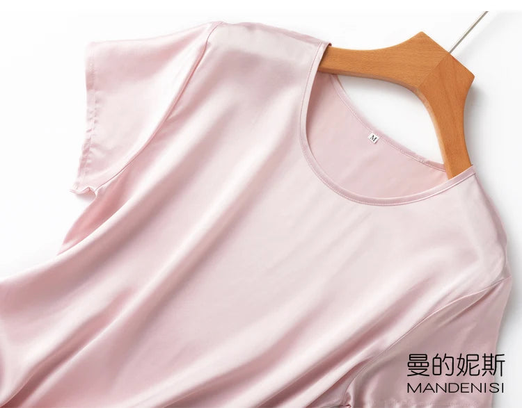 Tshirts For Women Silk Satin T-shirt Basic T-shirts Beautiful Women's Blouses Short Sleeve Summer Top One Piece Loose T Shirt