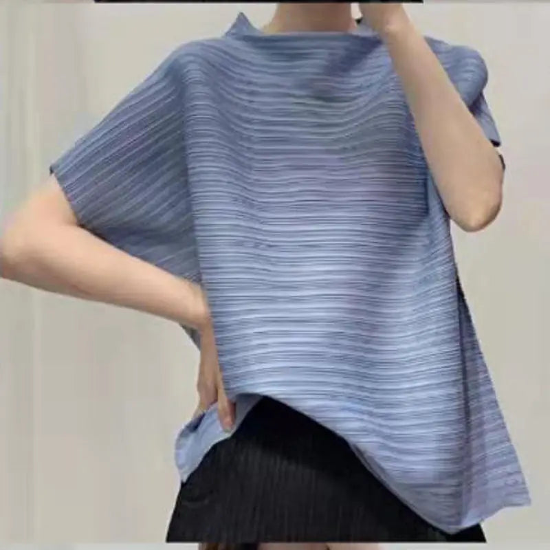 New Harajuku Summer Women's T-shirts Y2K Solid Color Pleated Batwing Sleeve Pullovers Tops Women Loose Casual Female Clothes Tee