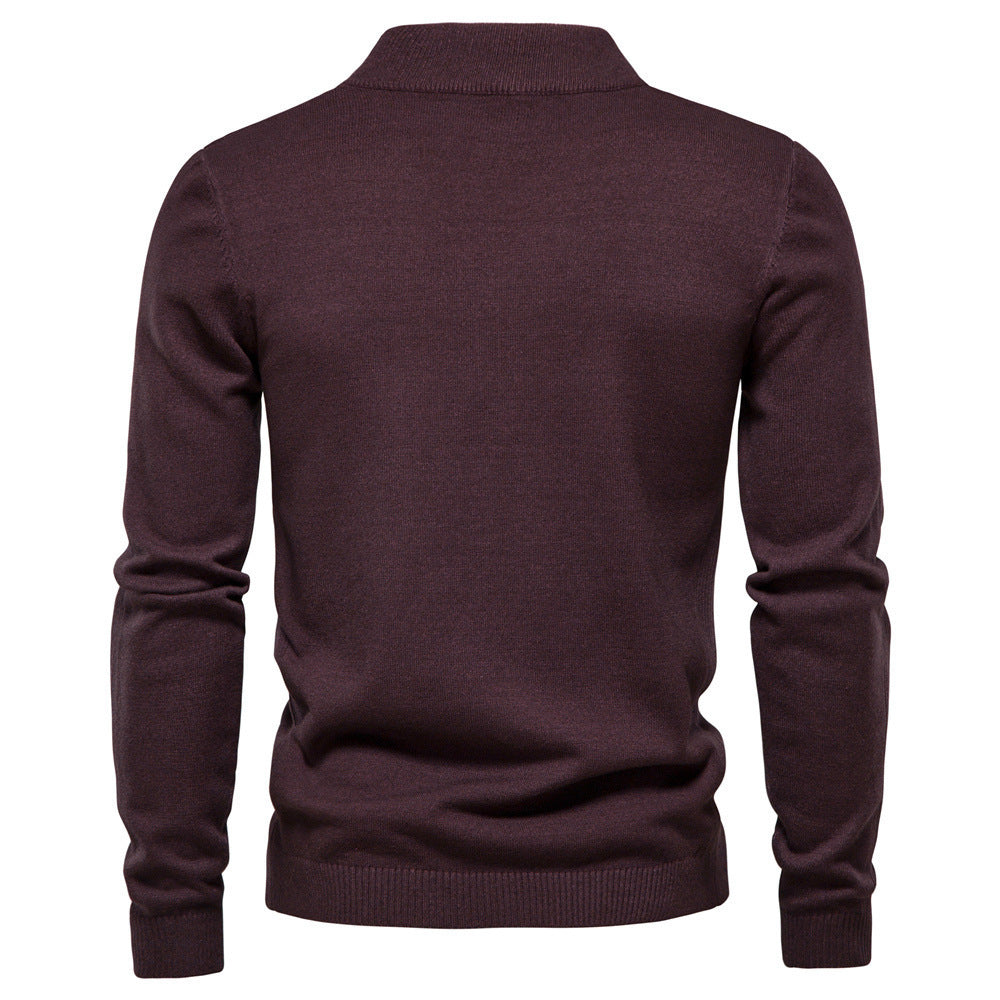 Mid-collar Slim Fit Men's Sweater Men's Multi-color