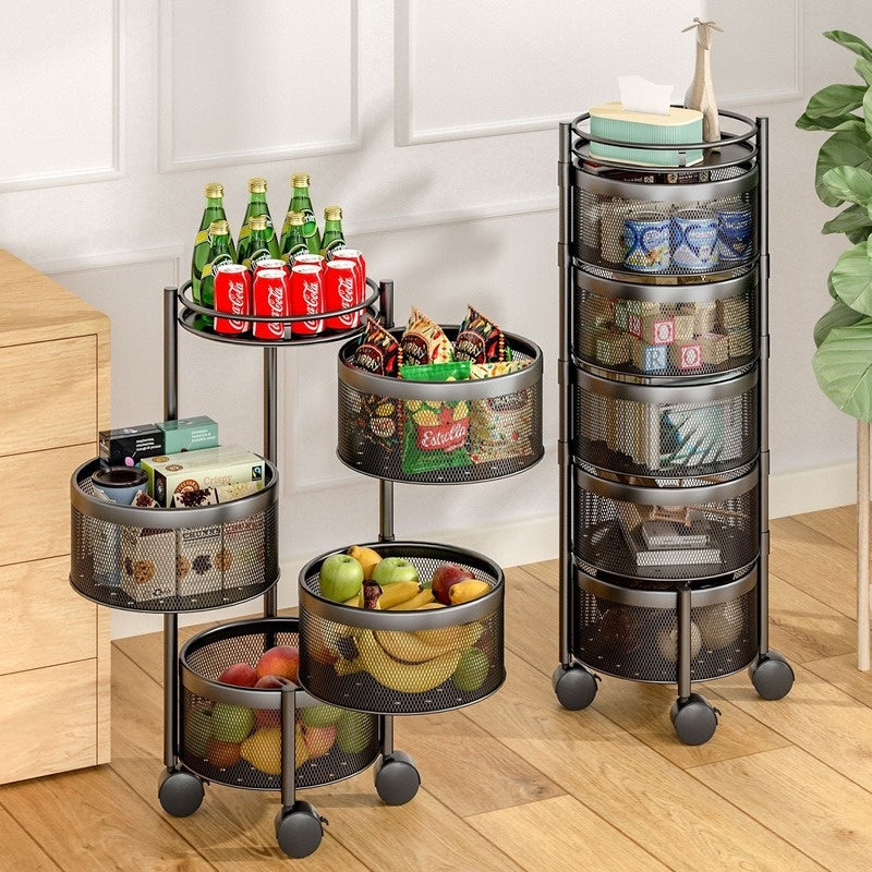 Multi-Layer Rotating Storage Rack For Kitchen With 5 Baskets - DOGNORGAL