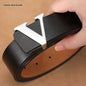 Factory Direct Sales Retro Smooth Genuine Leather Pure Cowhide Letter V Pants Belt